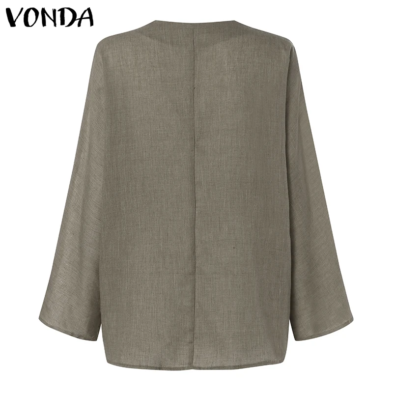 VONDA, женская блузка, рубашка, осень, повседневная, для беременных, Blusas, топы, сексуальный, v-образный вырез, полный рукав, размера плюс, для беременных, топы, блузки, Femme