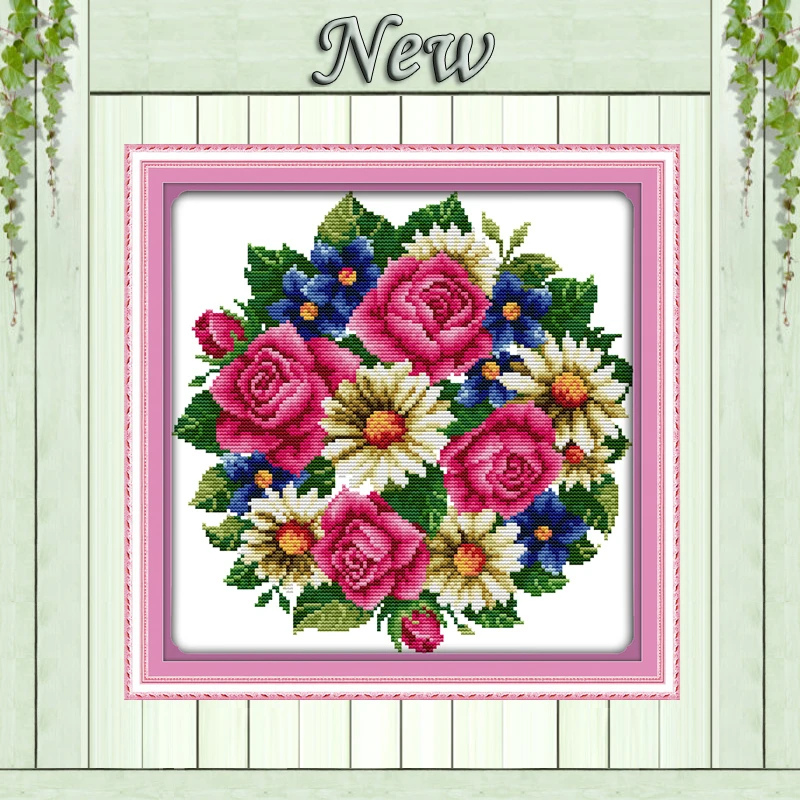 

All flowers bloom together rose Decor painting counted print on canvas DMC 11CT 14CT Cross Stitch kit needlework Sets embroidery