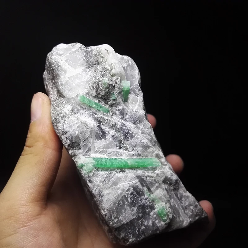 

890g NATURAL Stones and Minerals Rock Emerald green symbiosis with quartz crystal gem stone ore sample collection ZML4 25
