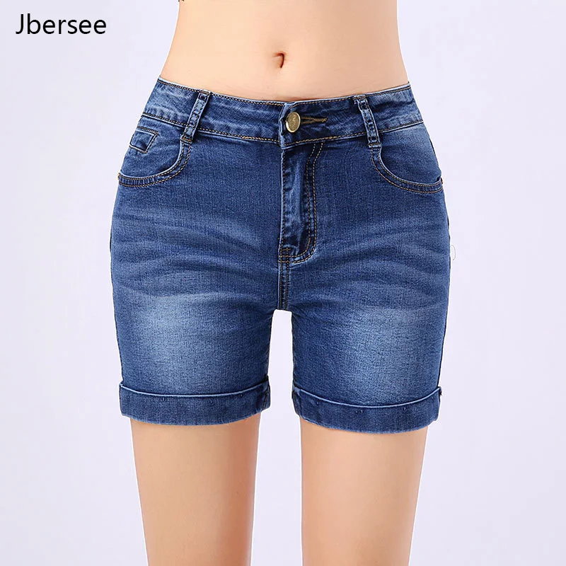 Высококачественные Женские шорты с вышивкой, эластичные хлопковые джинсовые шорты облегающего размера плюс 26-36, сексуальные повседневные летние шорты