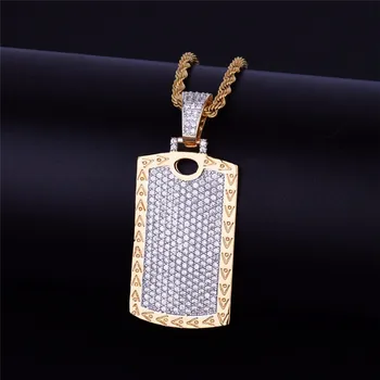 

Vintage Square Pendant Necklaces With Chain Mens Hip Hop Jewelry New Arrival Cubic Zirconia Mens Necklace