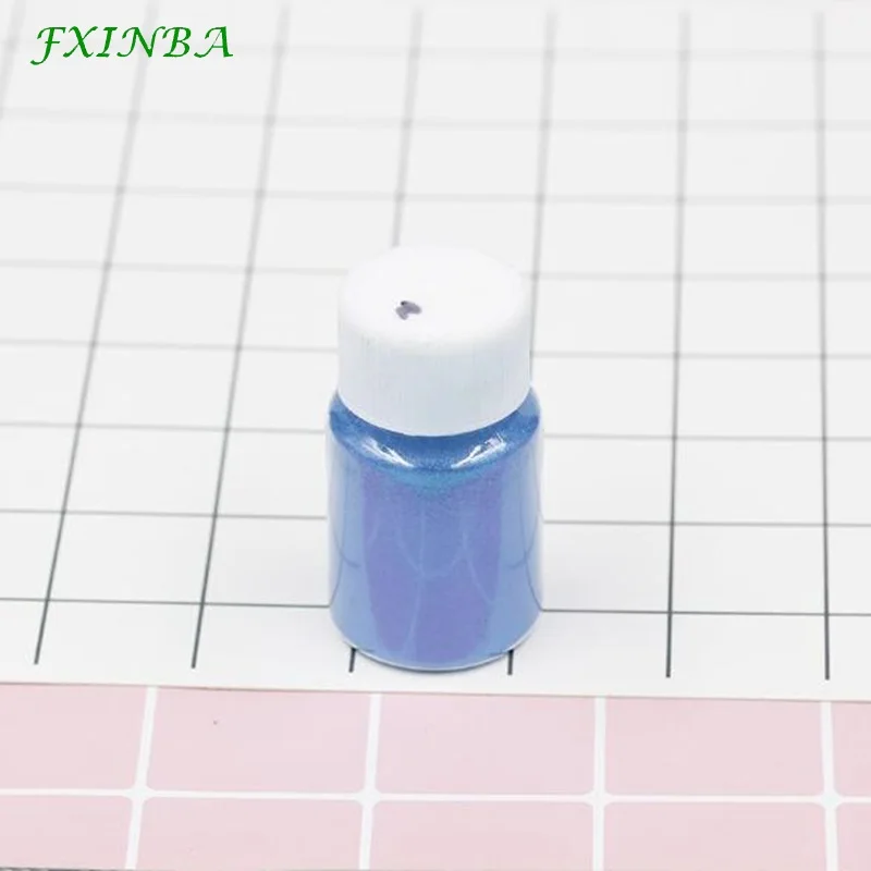 FXINBA 24 цвета слюда пудра с эффектом блеска DIY Поставки слаймов игрушки пигмент Декор изготовление краски/дизайн ногтей/порошковая краска пушистый Lizun глина - Цвет: 18  medium blue