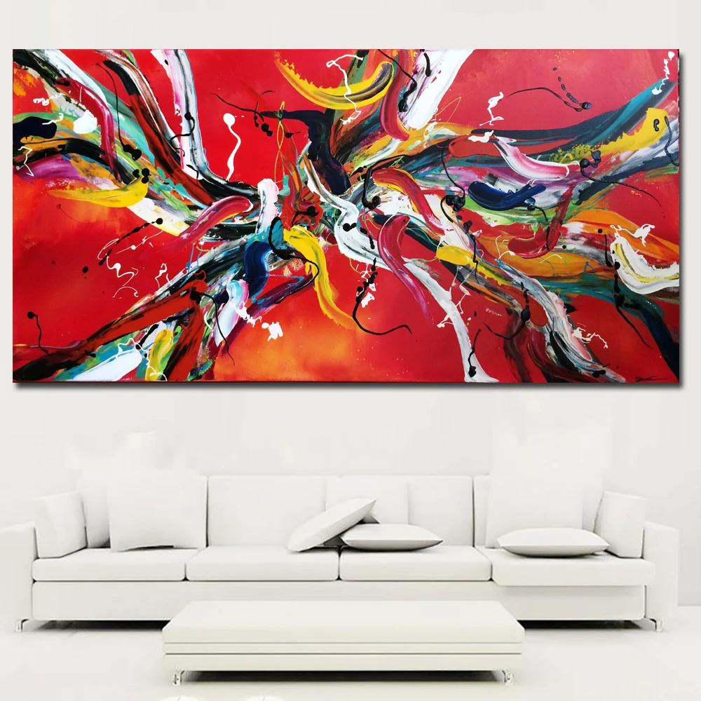 

MUTU Art Larger Red Line Abstract Art Pop Art HD Print Abstract Oil Painting On Canvas Modern Wall Art Picture Free Shipping