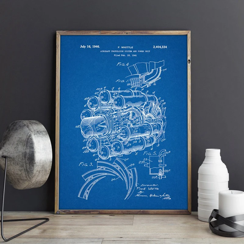 Airplane Jet Engine patent Prints