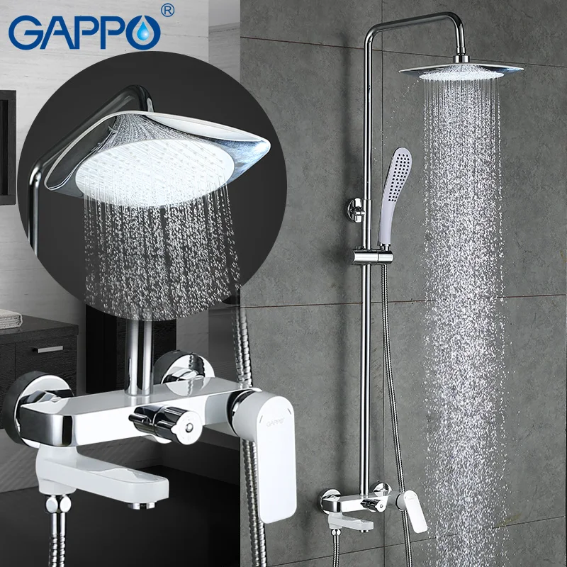 GAPPO Shower System Bathroom Shower Set Faucet Taps Bath Mixer Bathtub Faucet Set Waterfall Shower Set Chrome Rain Shower Head