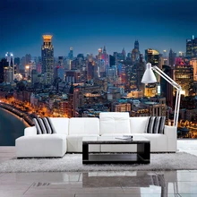 Настраиваемое настенное ткань Строительство города Ночной пейзаж 3D настенные фрески, настенные Бумага Гостиная Спальня фоне стены Бумага стен 3 D