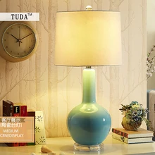 TUDA 33X66 см,, настольная лампа в средиземноморском морском стиле, синяя ваза, Керамическая Настольная лампа для гостиной, спальни E27110V-220V