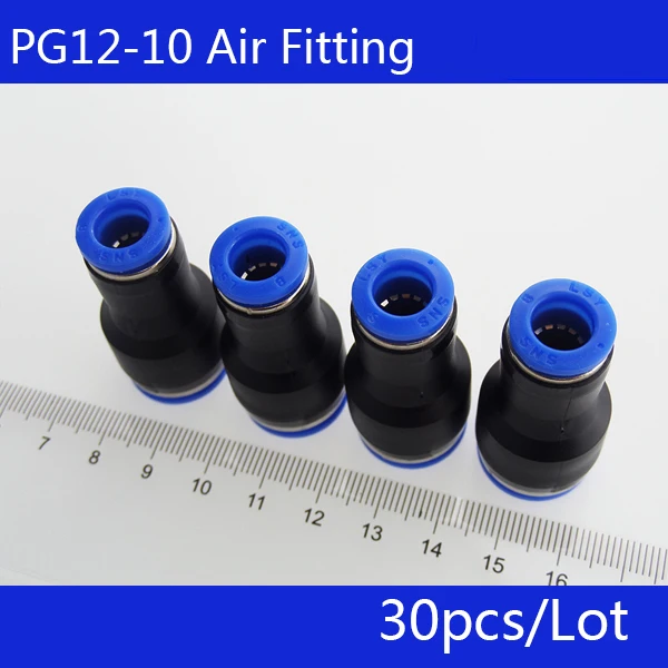 30 шт. PG12-10 неравный диаметр штуцер воздушной трубки прямого соединения, одно касание вставной пневматический соединительные разъемы