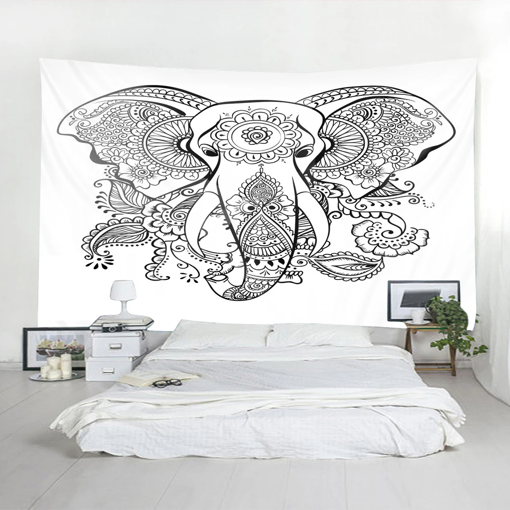 Elephant Tapestry Mandala Indian Wall Hanging Printed Decoration Beach Mat Christmas | Дом и сад