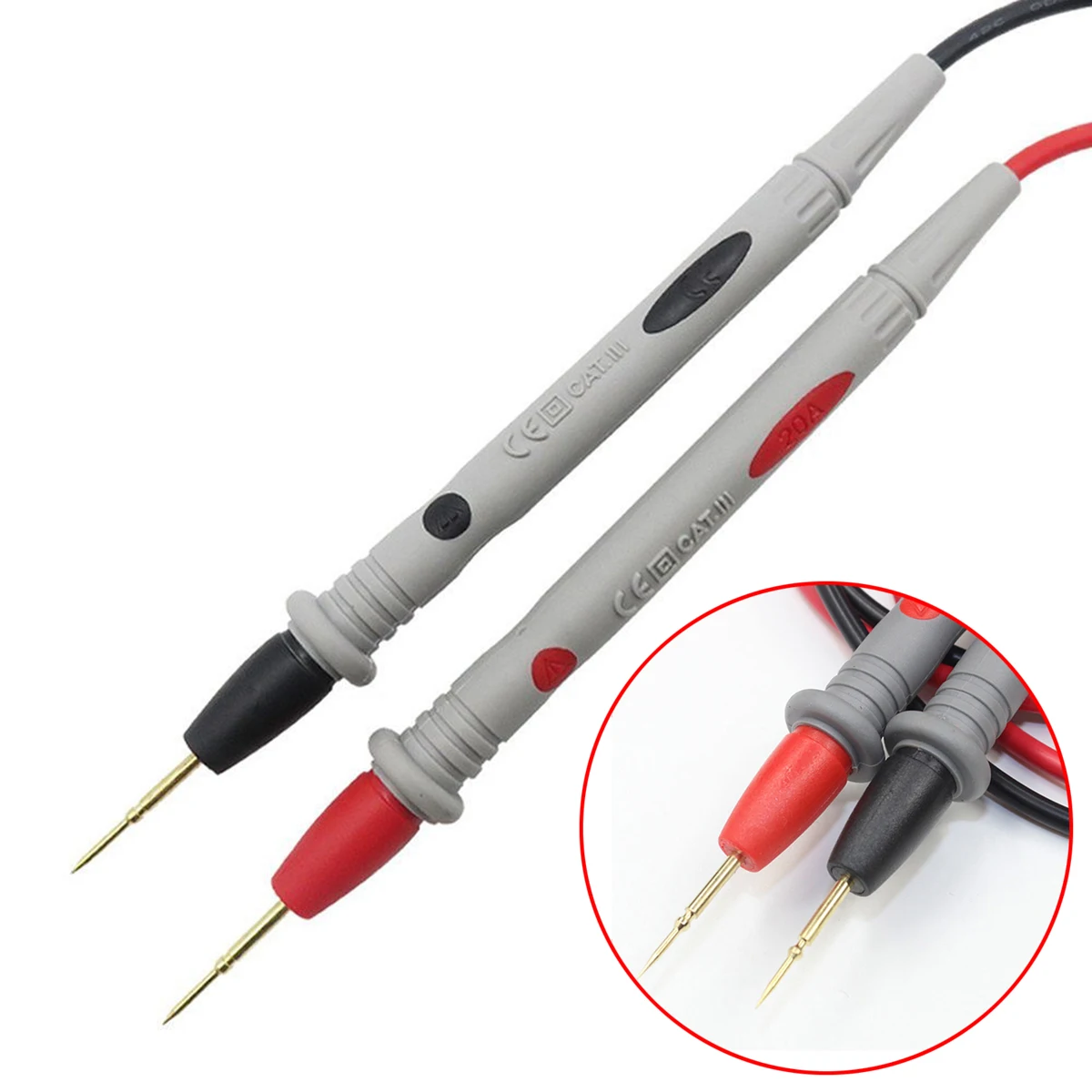 2pcs Durable Needle Point Mayitr Multi Meter Test Probe/Leads 20A 1000V For Digital Multimeter Measurement Fluke 1120mm