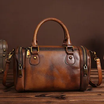 

2018 Retro Lady Bags Cowhide Genuine Leather Women Bag Fashion Oblique Cross Package High Capacity Business Messenger Handbags