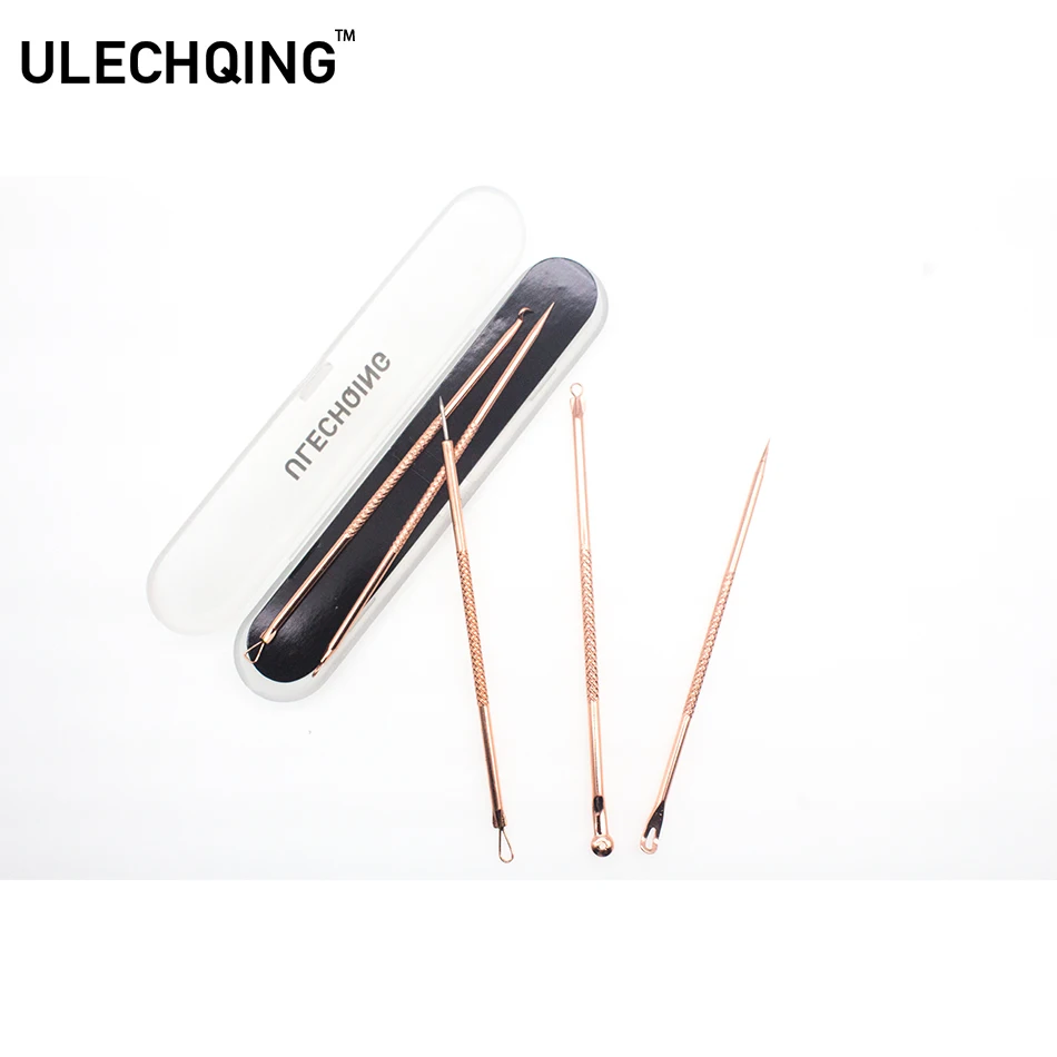 01ULECHQING 5 Pcs metal Blackhead Remover Tool Kit Professional Stainless Steel Pimple Comedone Extractor removing needle