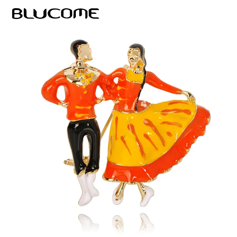 

Blucome Fashion Enamel Brooch Dancer Figure Jewelry For Women Girl Banquet Skirt Sweater Scarf Hat Pocket Lapel Pins Lovers Gift