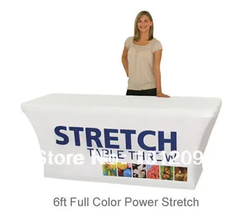 

Free Shipping Stretch Fabric Table Cover Fits 6ft Table Printed Full Color Dye Sub Tablecloth