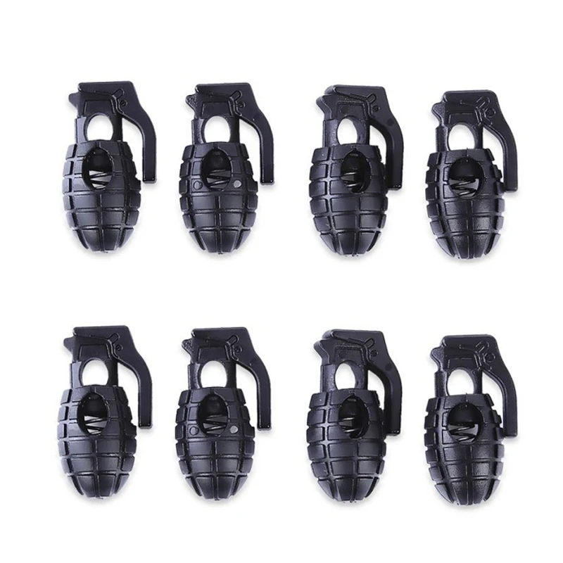Пряжка гранаты шнурки обуви шнурок Веревка Зажим выживания замок для шнура лагеря пробки Паракорд для походов на открытом воздухе клип - Цвет: Black Grenade