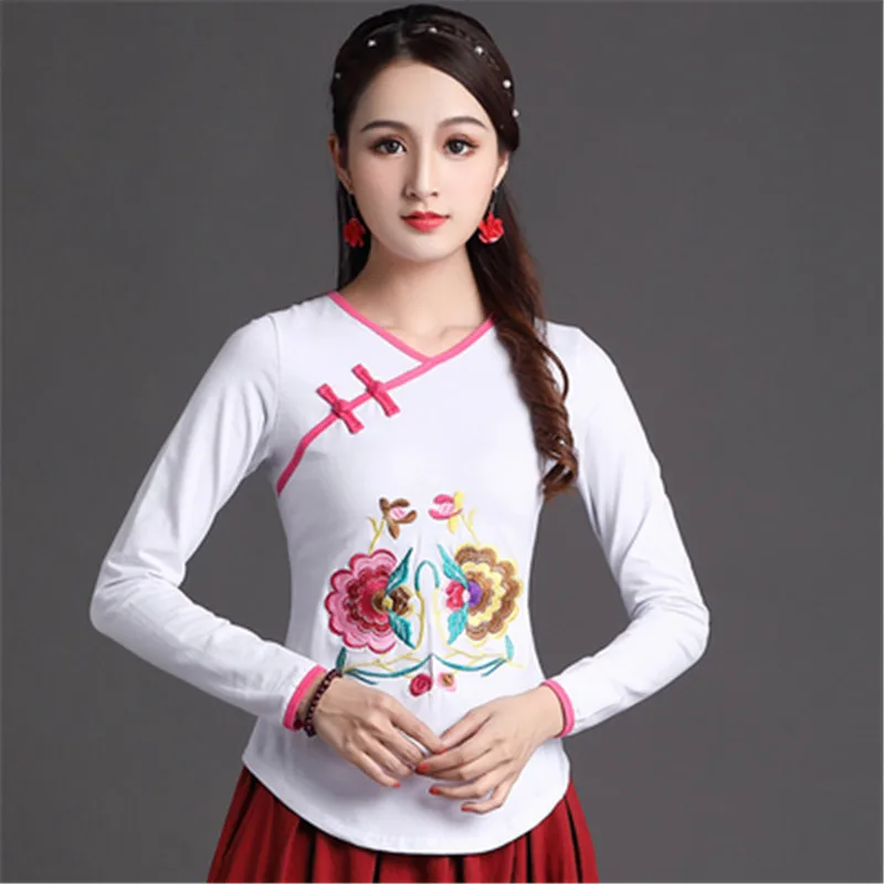 Рукаовов народный костюм Haut Femme модная футболка женская одежда с вышивкой Camiseta