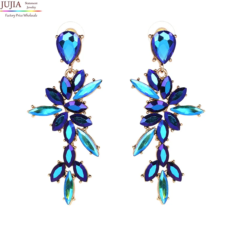 Бренд JUJIA, хорошее качество, модные женские массивные Роскошные серьги-гвоздики с кристаллами, 3 цвета, для женщин, массивные серьги