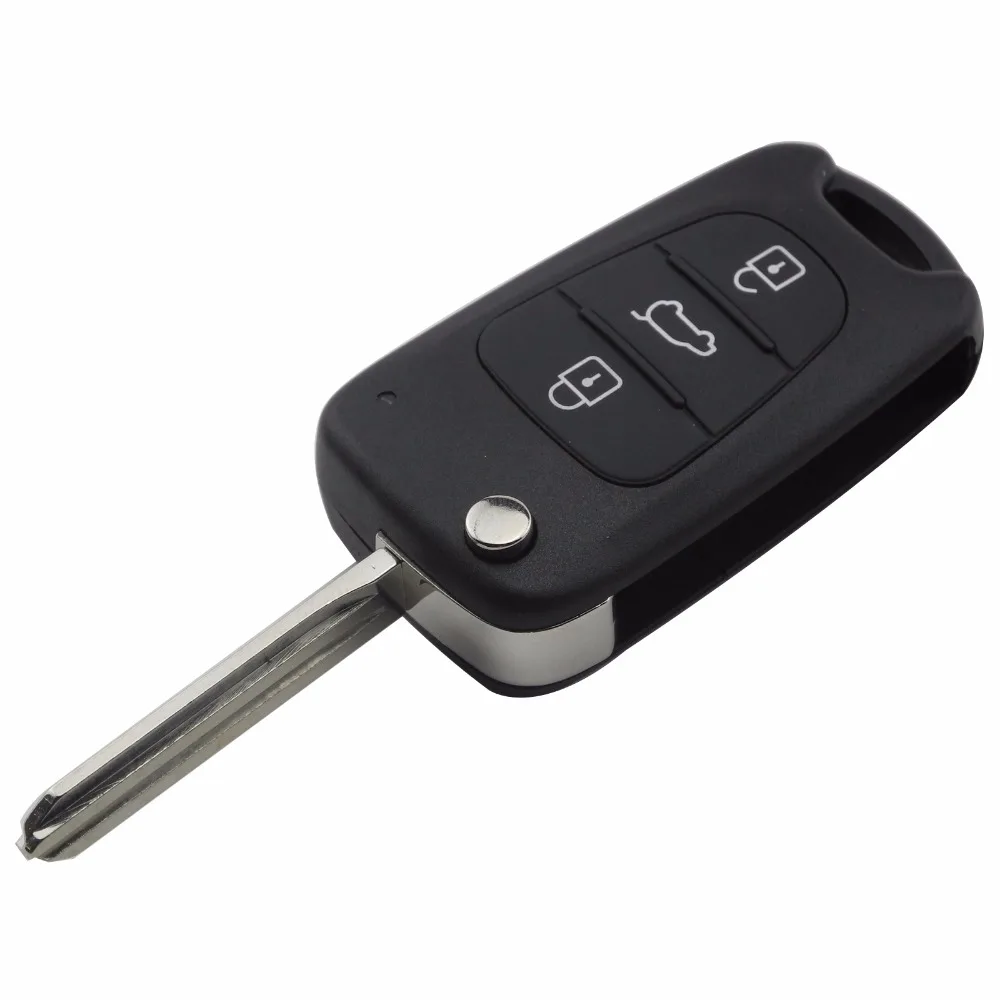 

jingyuqin Right Blade 3 Buttons Remote Car Key Shell For Kia K2 K5/Hyundai Flip Folding Key Fob Case Cover Replacement Housing