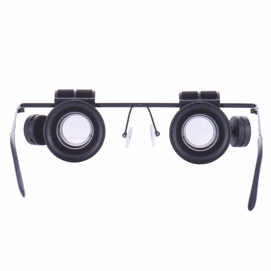 20x двойной LED глаз Ремонт лупа очки Мини Лупа Объектив увеличительное Glas с светодиодные часы ювелир микроскоп