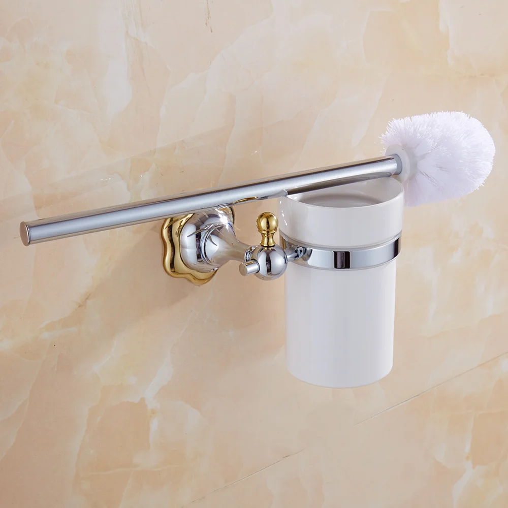 Современный туалетный держатель щетки цветочный дизайн очиститель для туалета щетка серебряный лак щетка для керамического унитаза держатель с золотой декор