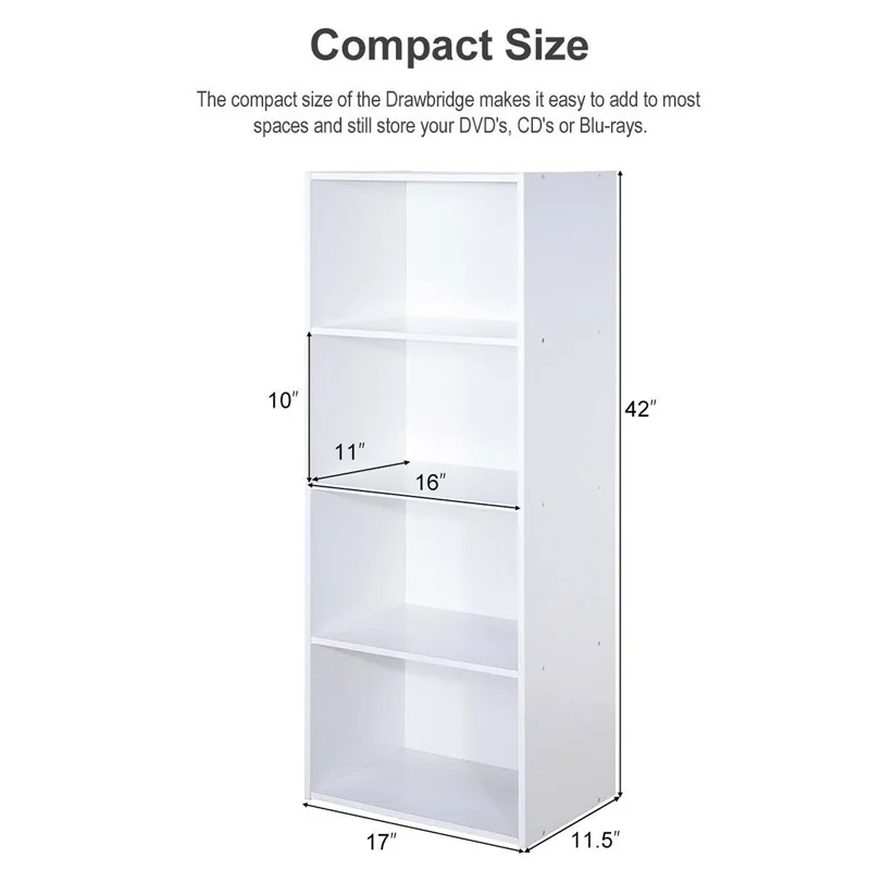 الحديثة الخشب 4 الطبقة مفتوحة رف كتب رف خزانة التخزين مقصورات عرض للأثاث المنزل HW60187