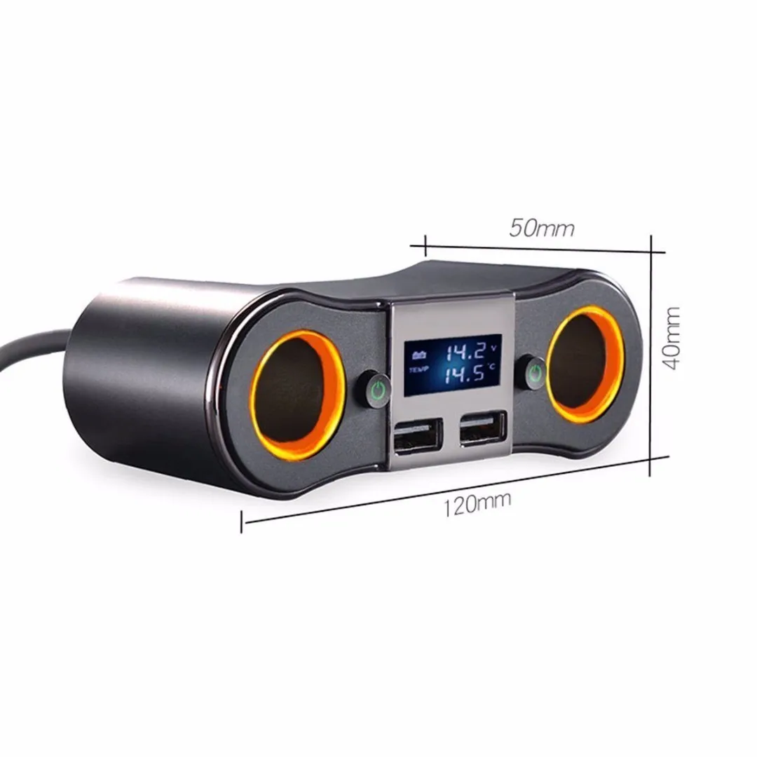 Newest 12V-24V Dual USB Charger Car Cigarette Lighter Socket Splitter Power Adapter