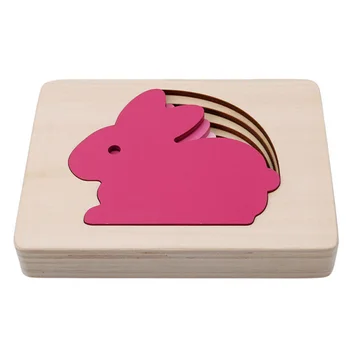 

Child Early Educational Gift Children Animal Carton Toys Rabbit Whale 3D Puzzle Multilayer Jigsaw Puzzle Baby Wooden Toys