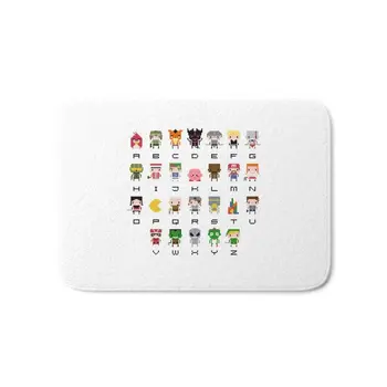 

Video Games Pixel Alphabet Bath Mat 17" x 24" Pattern Coral Fleece Rug Anti-Slip Doormat Home Decor