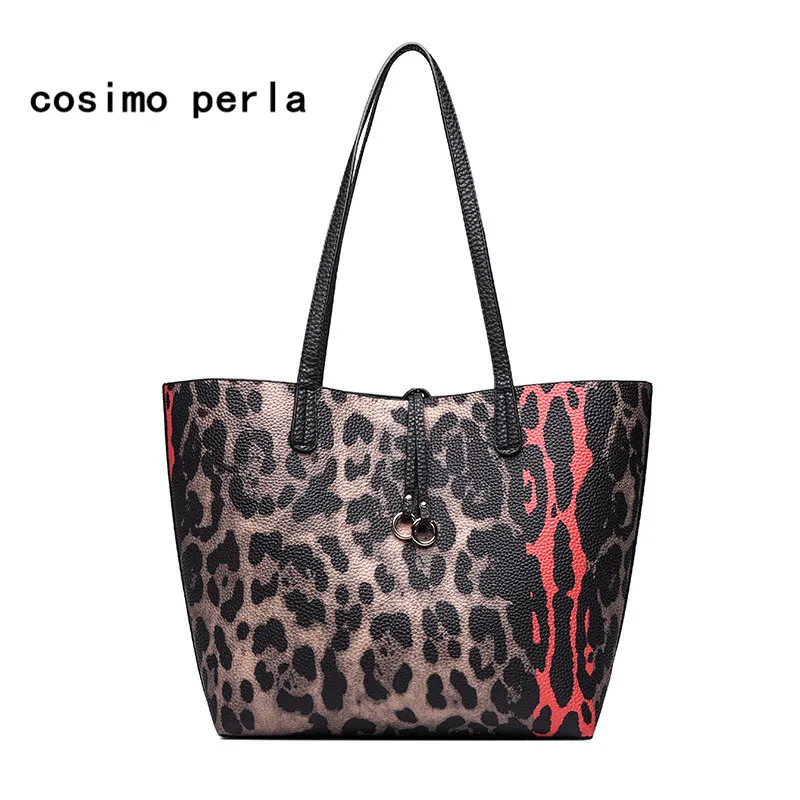 Kopen Luipaard Prints Handtassen Grote Causale Tote voor Vrouw Schoudertassen 2018 Luxe Designer Fashion Lederen Boodschappentas Set Vrouwelijke