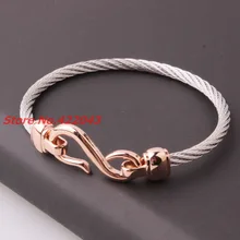High Quality 4mm 316L Stainless Steel Twisted Cable Wire Silver & Rose Gold Cuff Chain Mens Womens Bracelets & Bangles Jewelry