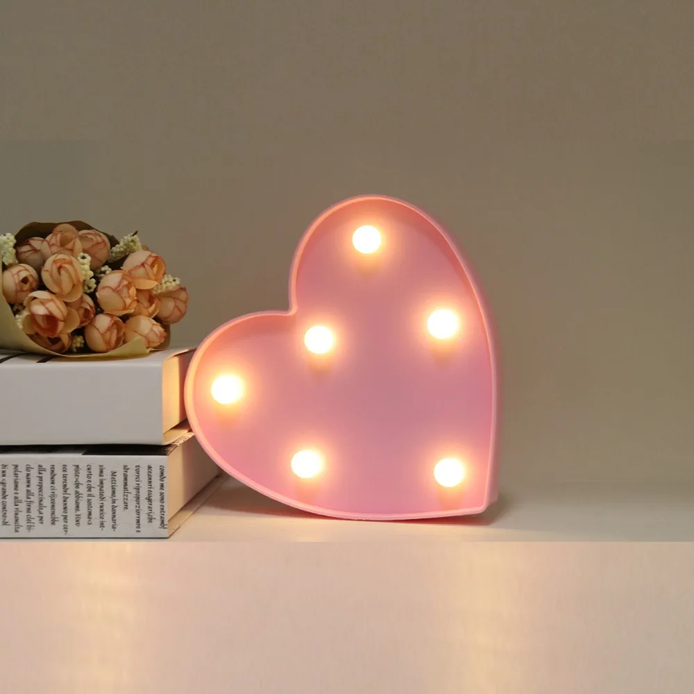

Heart 3D Wall Lamps LED Night Light For Kids Rooms Battery Power Night Table Plastic Lamp Party Decoration Light