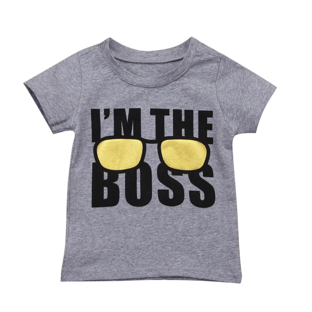 

Short sleeve I'm The Boss Letter Print T Shirt For Toddler and Baby Boy,Summer Kids Boy Graphic Tees 40