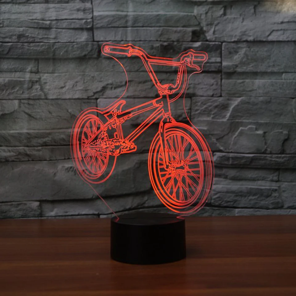 3D LED BMX Night Light 7 Colors Change Bicycle Shape USB Bedside Table