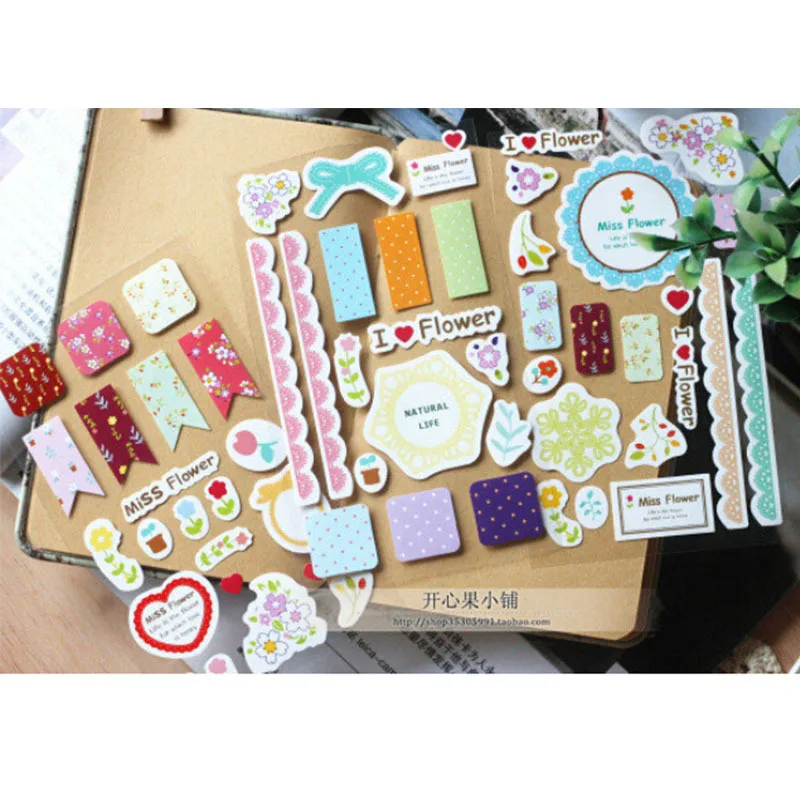 

3 pcs/set Girls Sweet Lace Paper Stickers Decoration Decal Sticker DIY Scrapbooking Sealing Sticker Post It Kawaii Stationery