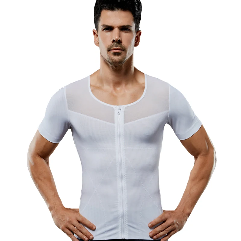 

Men's Shaper Compression Shirts Slimming Shaper for Men Zipper Corsets Belly Abdomen Waist Cincher Tummy Control Fitness Tops