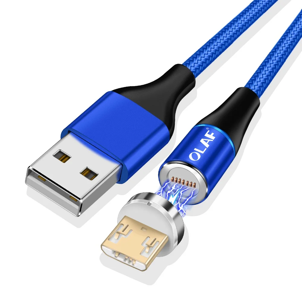 Олаф 3а Быстрая зарядка Магнитный Micro USB Type C кабель зарядное устройство для iPhone 6 7 8 Plus X XR XS Max зарядки мобильного телефона USBC шнур - Цвет: Blue Micro USB