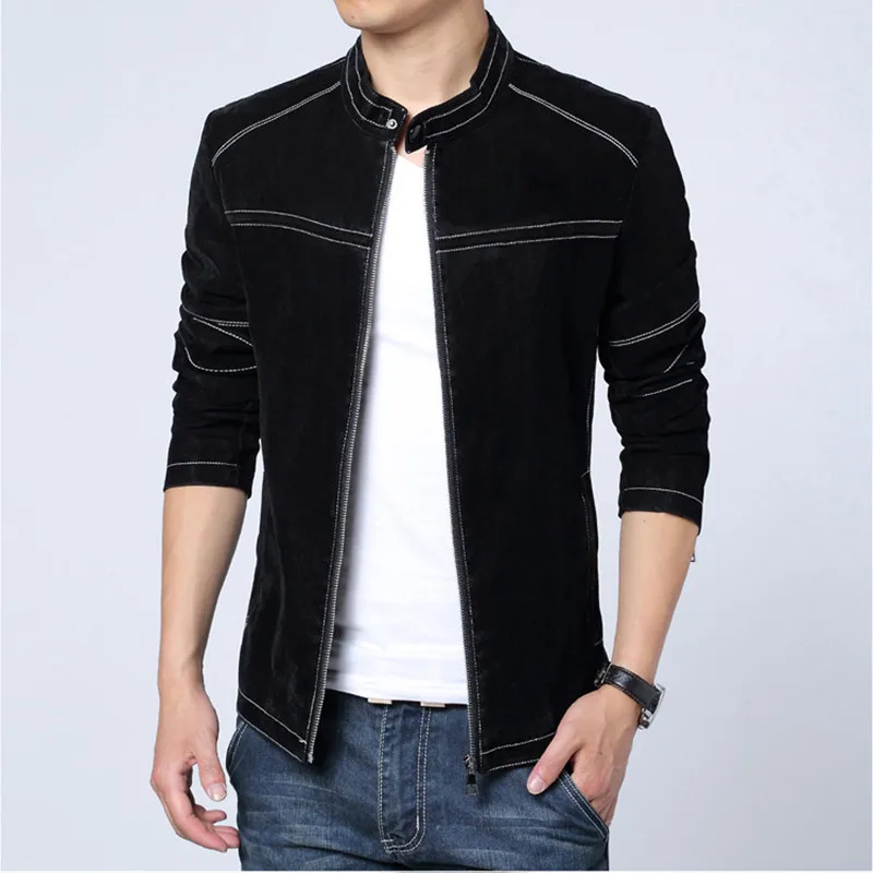 

Men's personalized motorcycle leather jacket 2019 new men's top black matte stand collar slim leather jacket plus size S-6XL