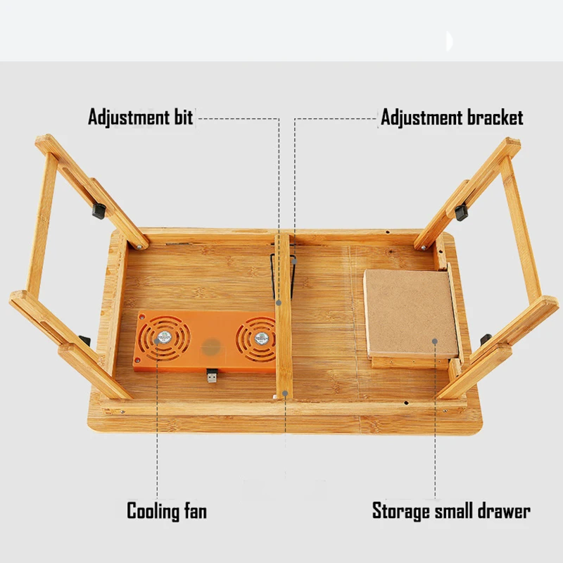 Table Foldable Portable Adjustable Bamboo Computer Stand Laptop Desk Notebook Desk For Bed Sofa Bed Tray Studying Tables