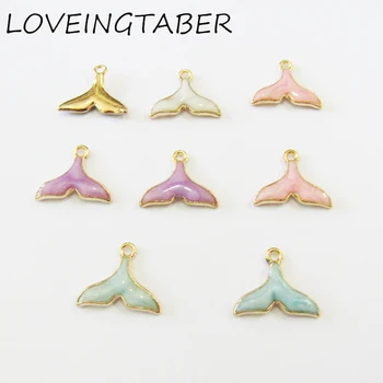 

Wholesale 18mm*11mm 30pcs/lot New Designs Glitter Enamel Fish Tail Small Alloy Charms For Jewelry Making Handmade DIY