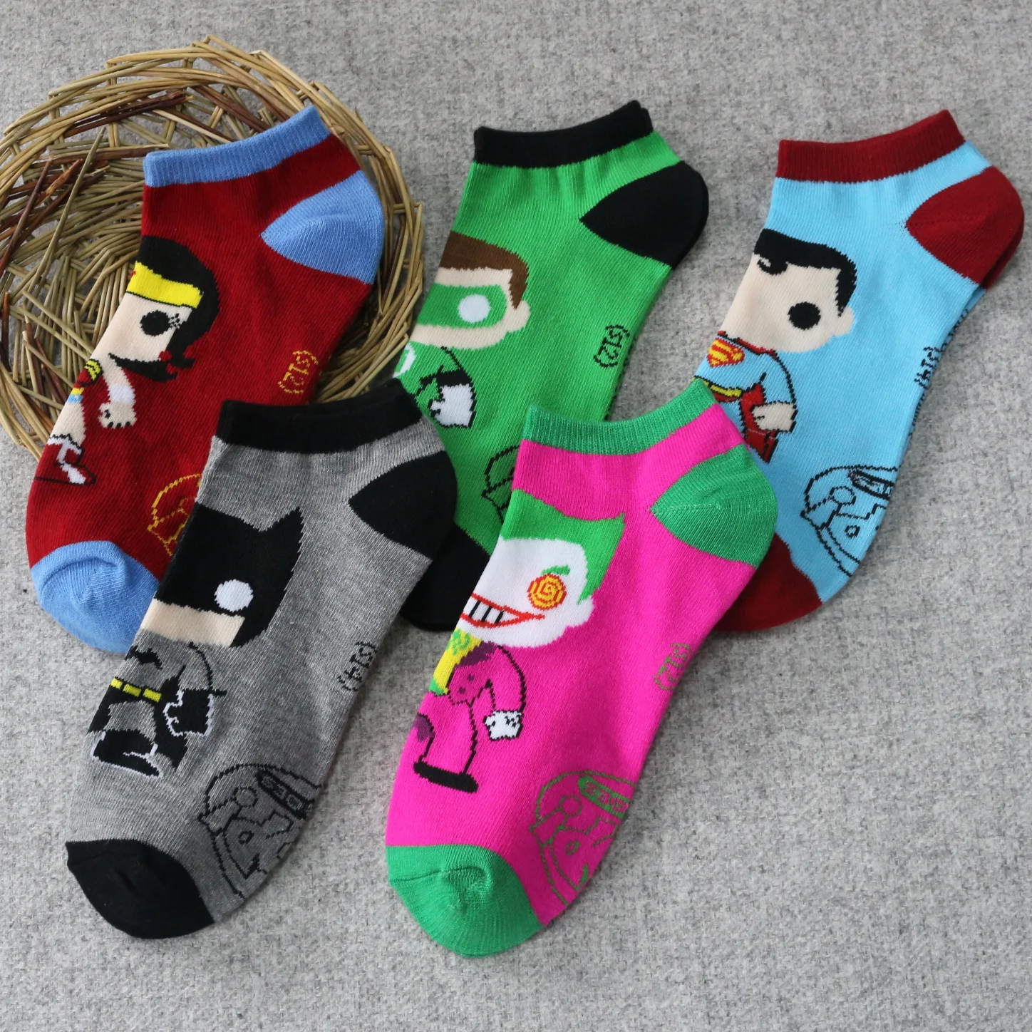 

batman Wonder Joker Cosplay socks plaid striped cartoon DC green socks summer casual personality socks funny boy happy student