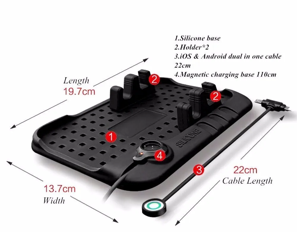 2 in 1 Universal Silicon Car Mobile Phone holder cell phone Anti-slip Mat for GPS and Phone Charging free shipping