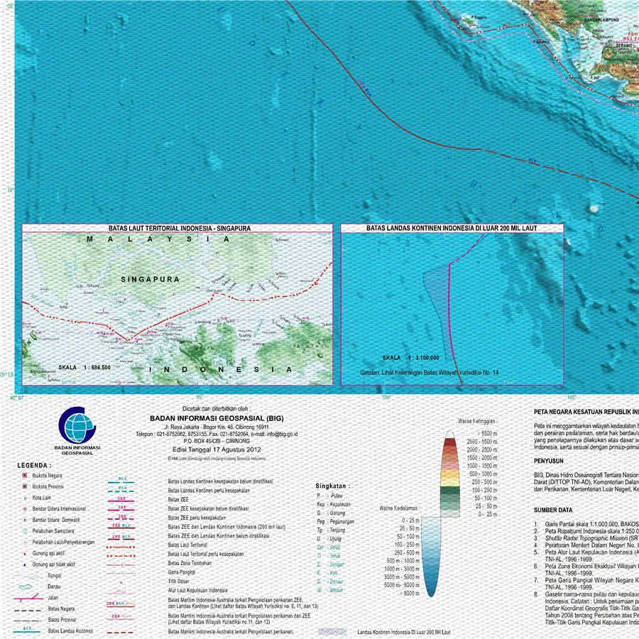 Large Detailed Physical Map Of Southeast Asia Sticker For Office