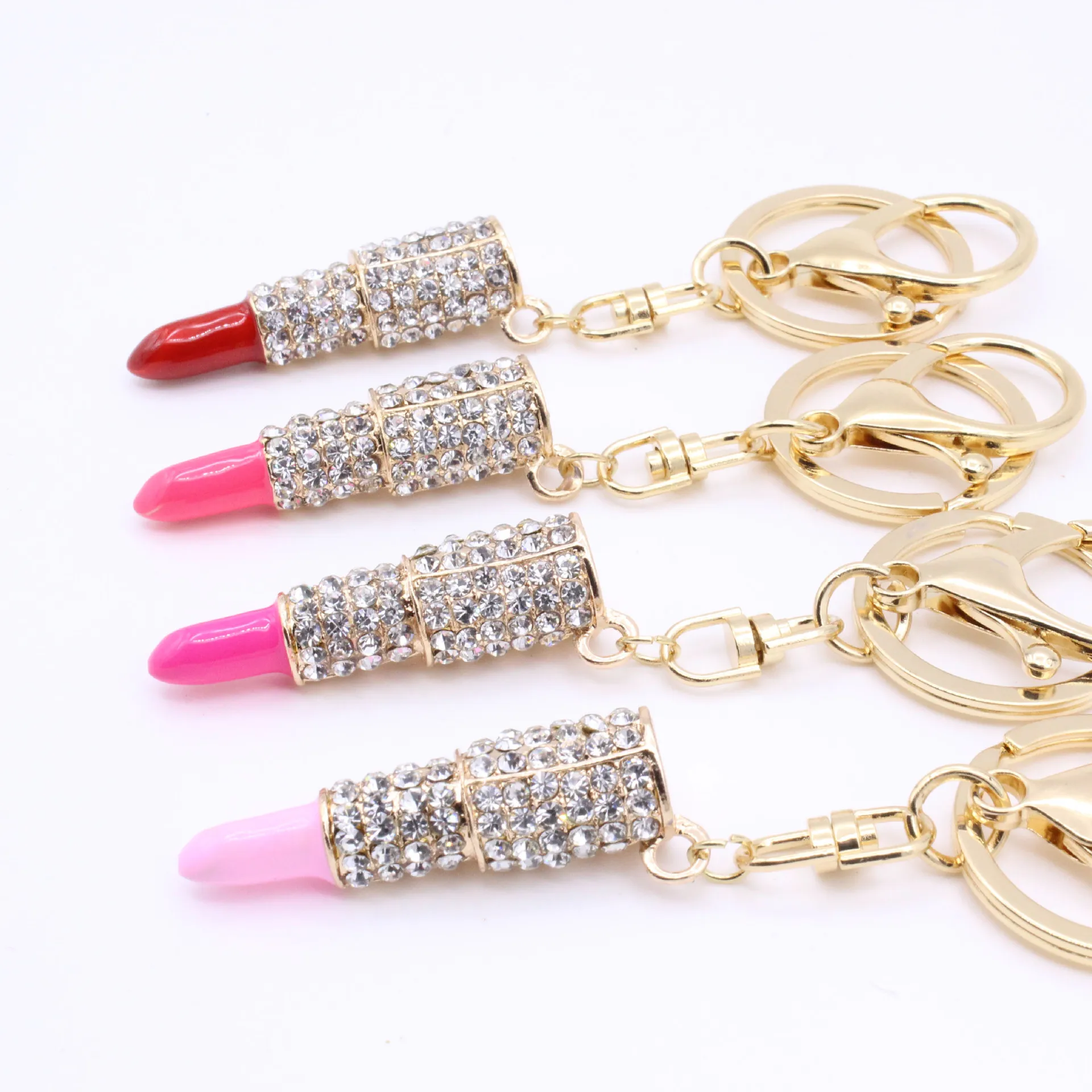 

Car styling Rhinestone Keyring Fashion Crystal Keychain Lipstick Key Holder Keyfob Pendant Ornament Accessories