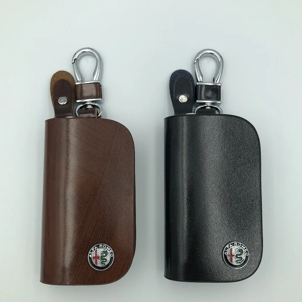 

Universal Car Leather Key Case Cover Key Wallet Bag Keychain Holder For Alfa Romeo 159 Giulia Giulietta Mito Keychain Key Bags