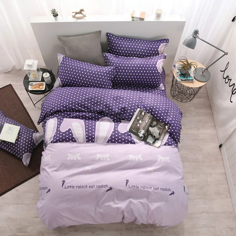 

Super Comfortable Home Textiles Cartoon Cute Rabbit Ears Printing Pattern Four Sets Of Quilt + Bed + Pillowcase