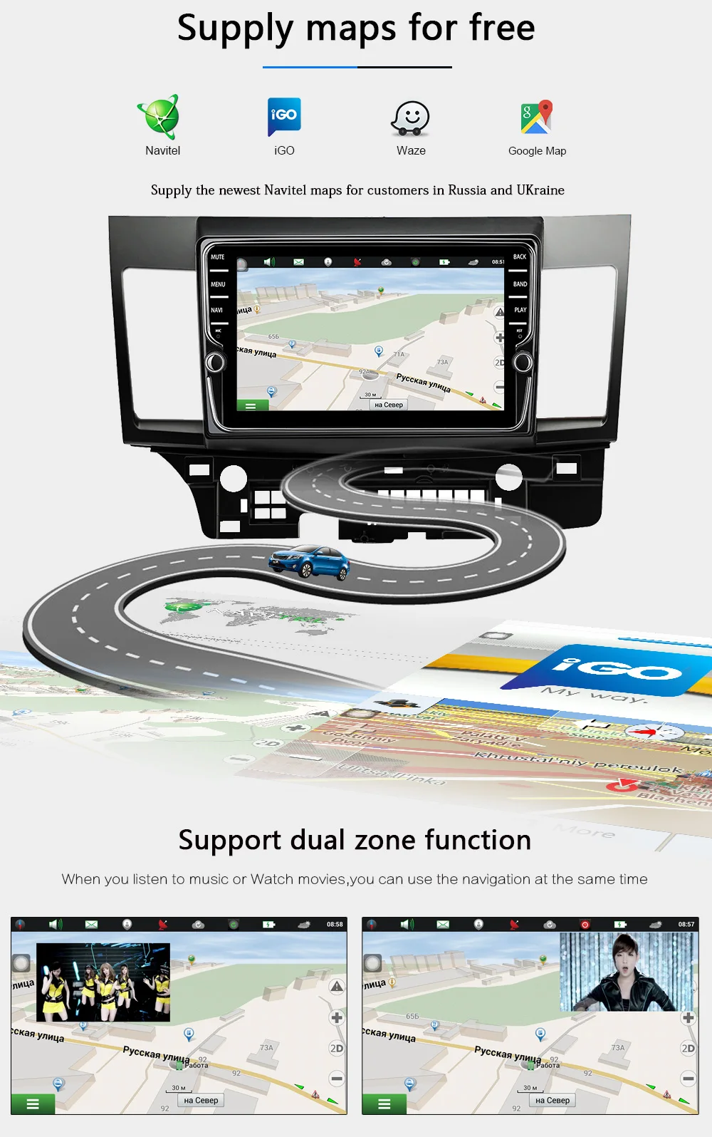 Best Funrover 9"Android 8.0 Car dvd radio player for MITSUBISHI LANCER 2007-17 2 din gps Navigation multimedia stereo 2G RAM 32G ROM 18