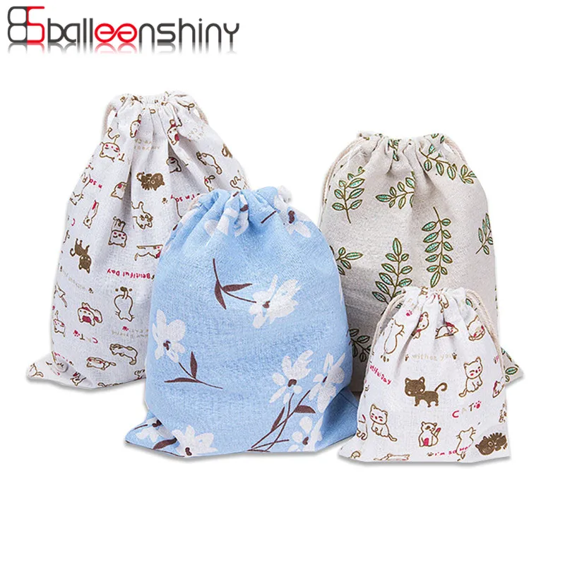 1Pcs Cotton Linen Drawstring Pouches Holder Gift Travel Case For Large Capacity Jewelry Underwear Organizer Storage
