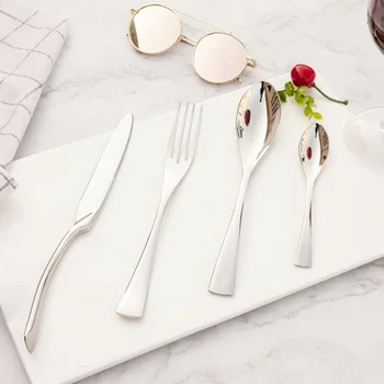 

KTL 4-24 Pcs Mirror Light Dinnerware Set Top Quality Stainless Steel Dinner Tableware Knife Fork Teaspoon Silver Cutlery Set