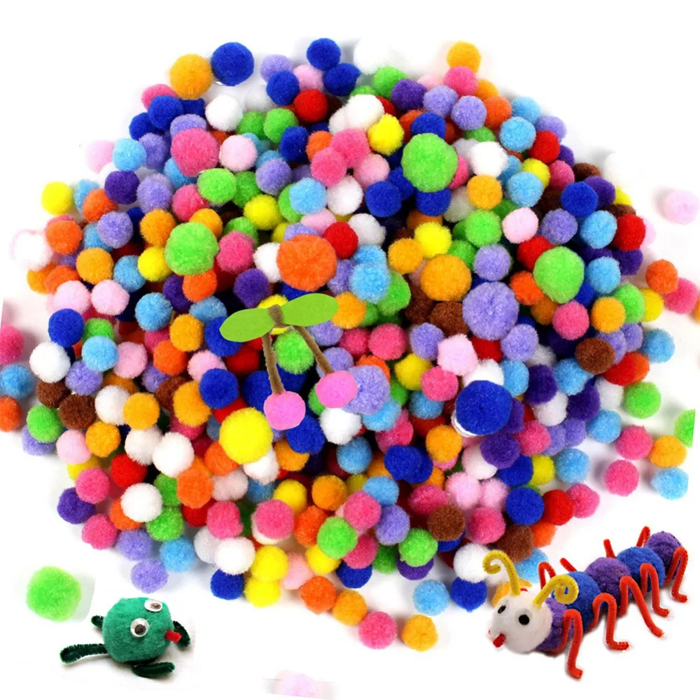 

200Pcs/Pack Home Decorative Festival DIY Craft Pompoms Soft Fluffy Balls Felt Card DIY Mixed Size Random #249191