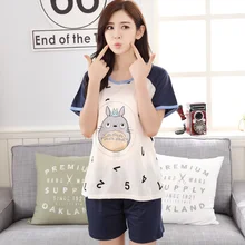 Фирменная Новинка Хлопок Для женщин пижамные комплекты для девочек, одежда для сна с рисунком персонажей из мультфильмов, Женский Mujer Женская пижама Пижама с рисунком Тоторо женские лаунж пижамы 3XL